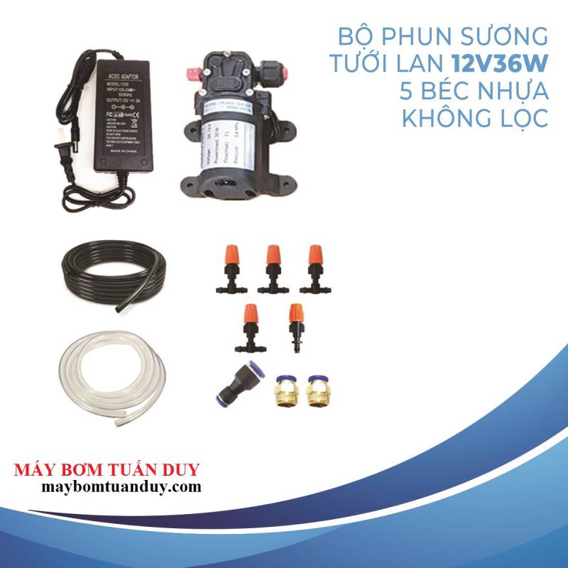 Bộ phun sương làm mát 5 béc nhựa – 36W –  không lọc