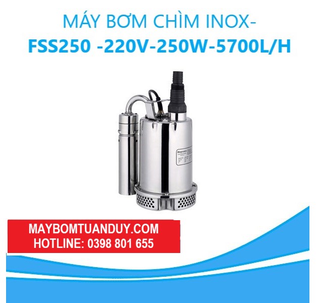 MÁY BƠM CHÌM INOX- FSS250 -220V-250W-5700L/H(KHÔNG PHAO)